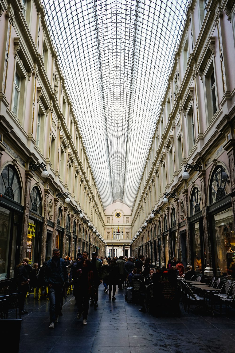 people standing inside building