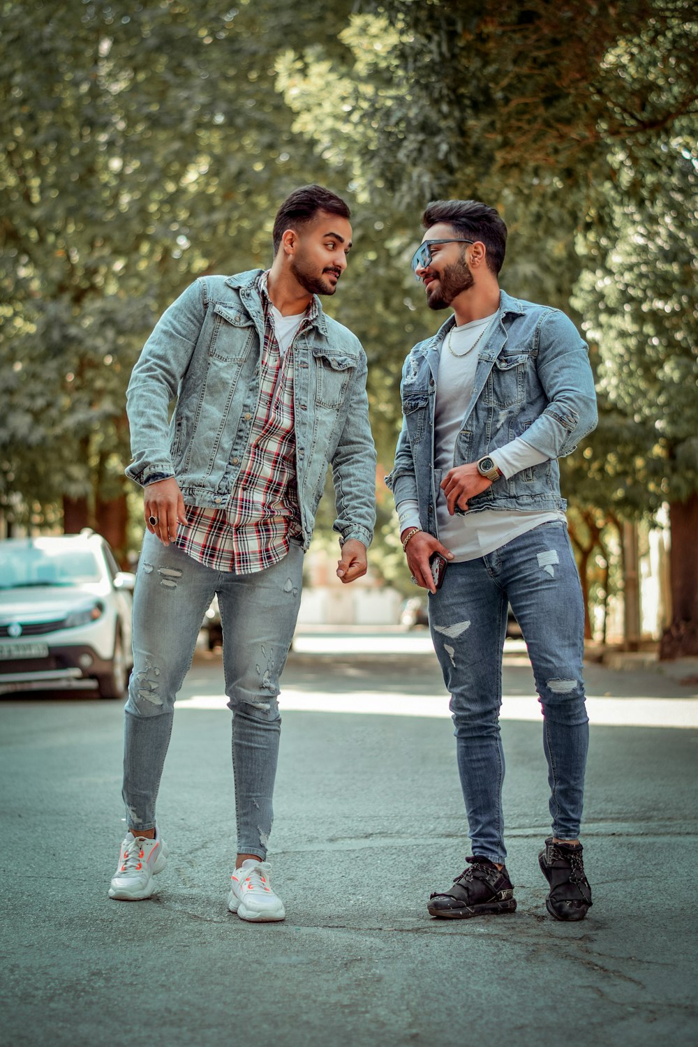 men standing near trees