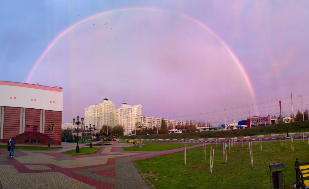 rainbow in city