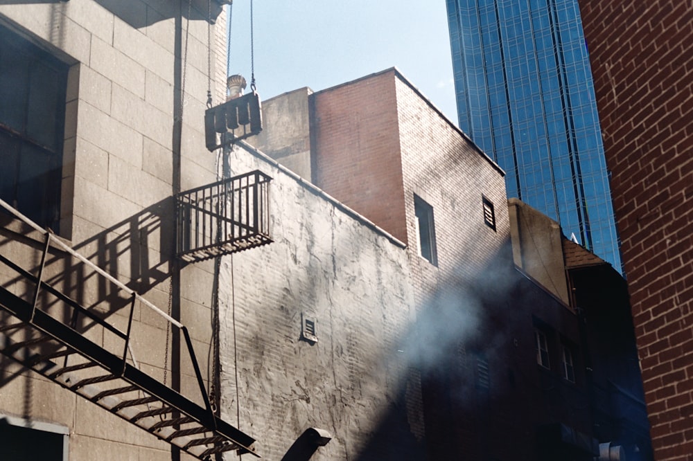 emergency staircase of brown building