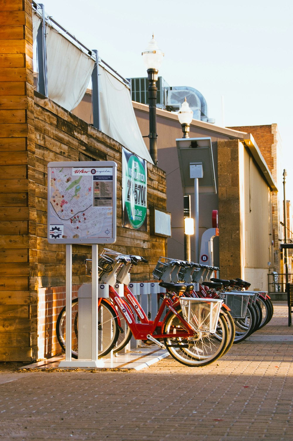 red city bike on parked