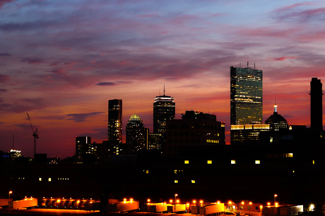 Boston skyline at golden hour