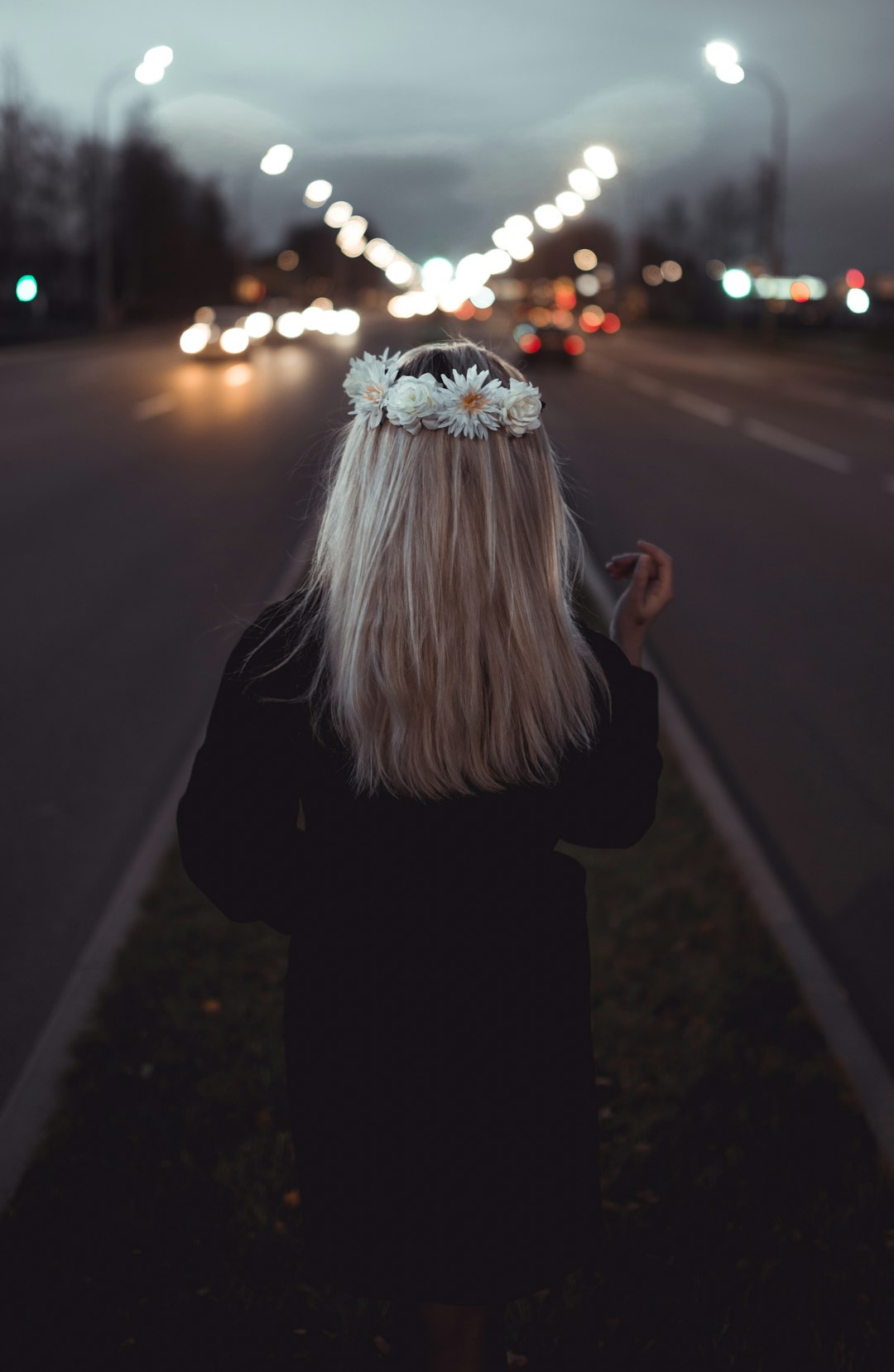 woman wearing flower crown