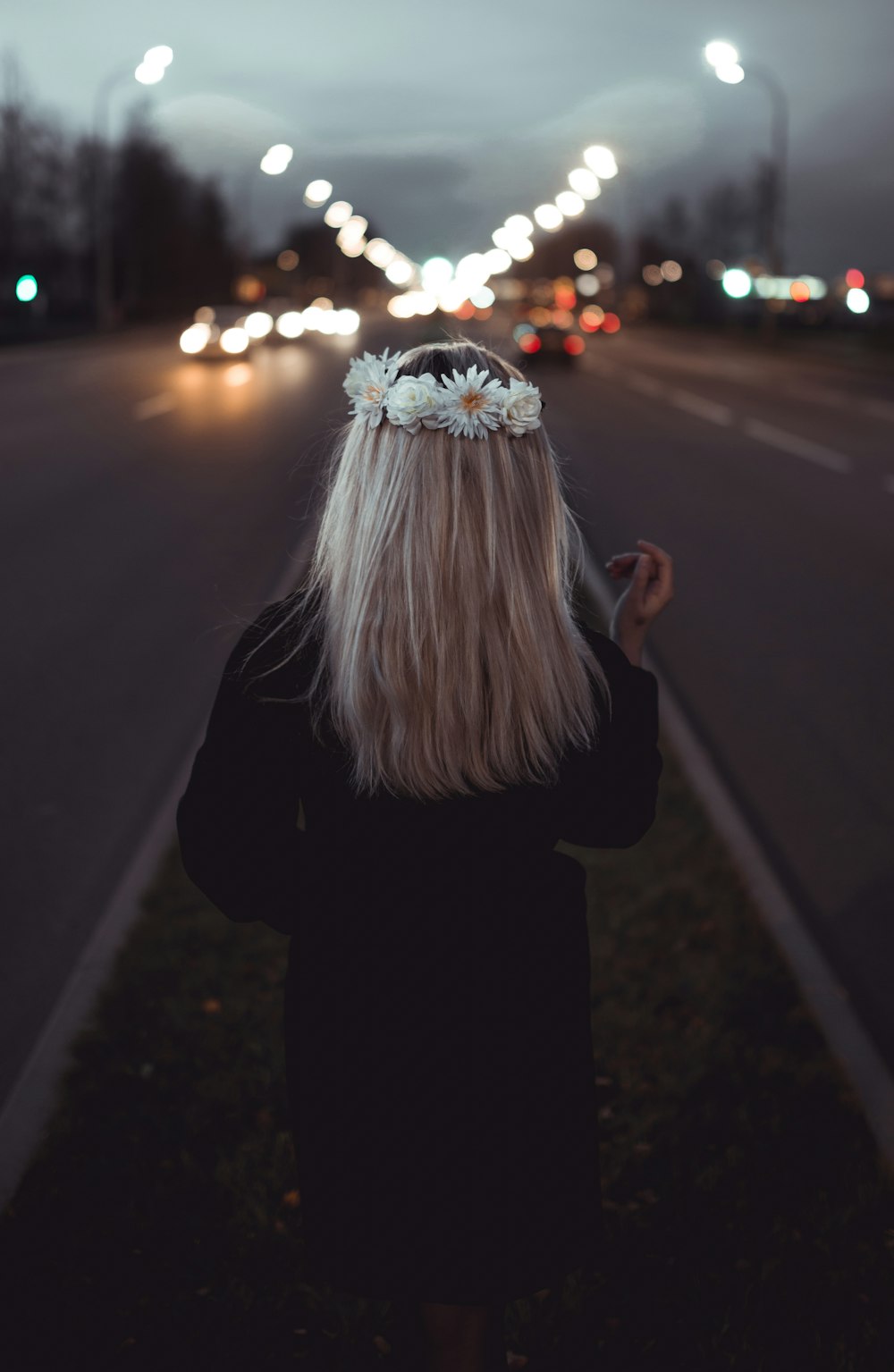 woman wearing flower crown