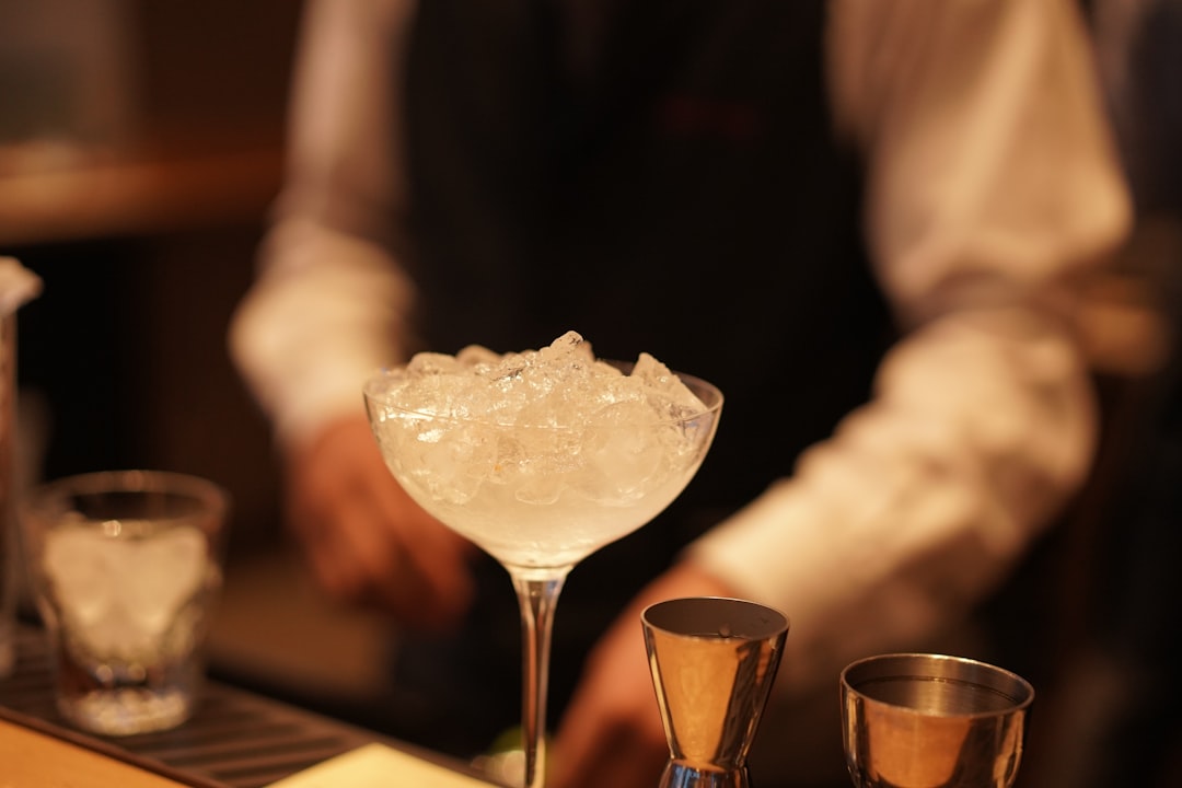 margarita glass with drink and ice, Starbucks Reserve Bar Ice