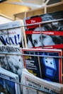 magazines displayed on a rack