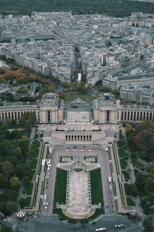 aerial photography of Paris Trocadero park in Trocadéro France