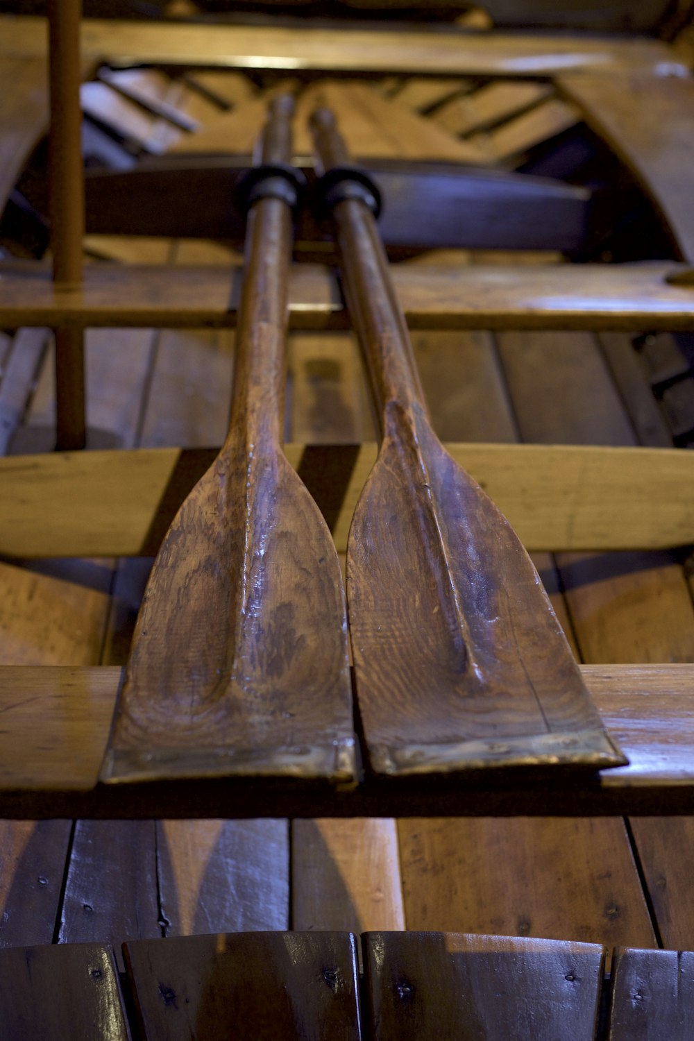 two brown paddle rows