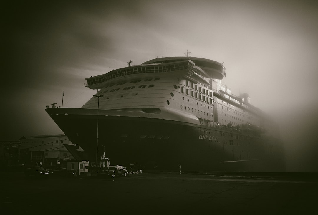 shallow focus photo of white cruise ship