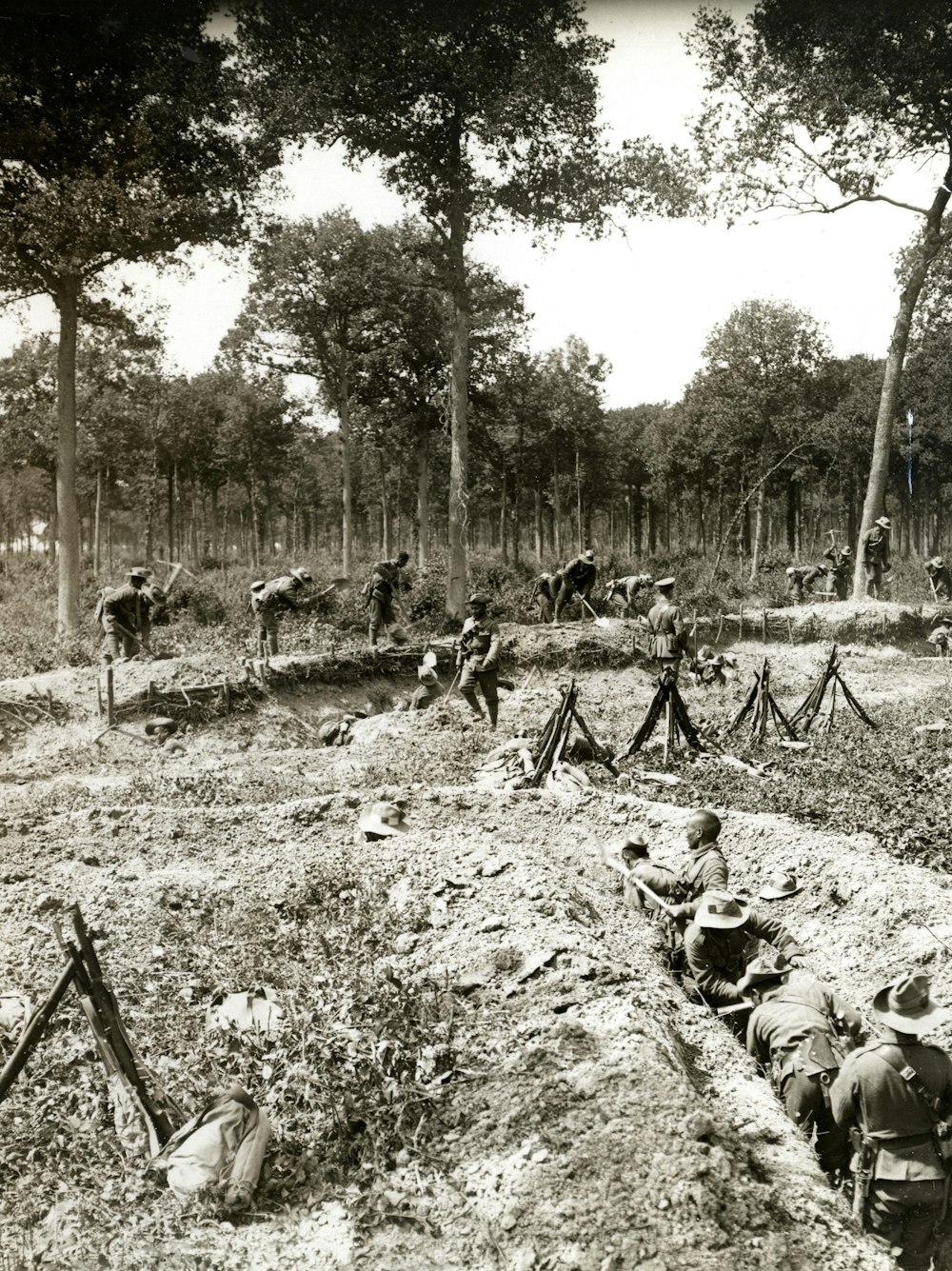 Construcción de trincheras en la Primera Guerra Mundial