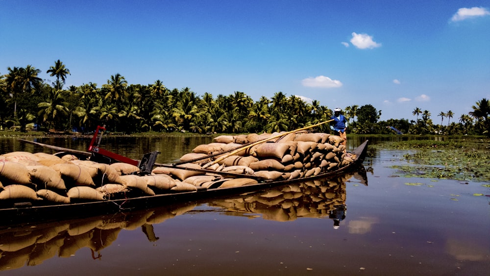 brown boat with socks at body of water