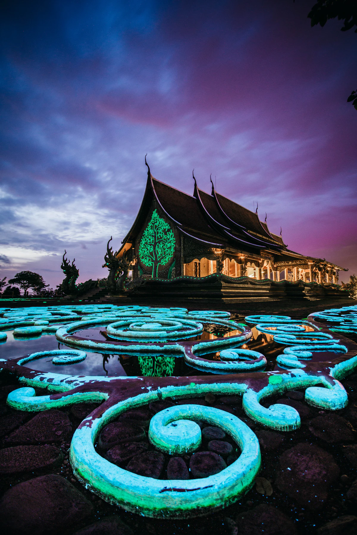 Palace chef preparing royal Thai cuisine with gold-leaf garnish and banana leaf wrapping in a Bangkok kitchen