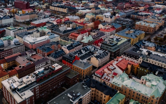 aerial photo of city buildings in Sundsvall Sweden
