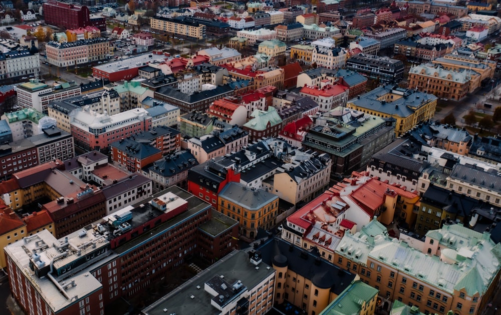 aerial photo of city buildings