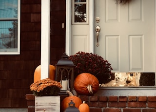 pumpkins on stairs