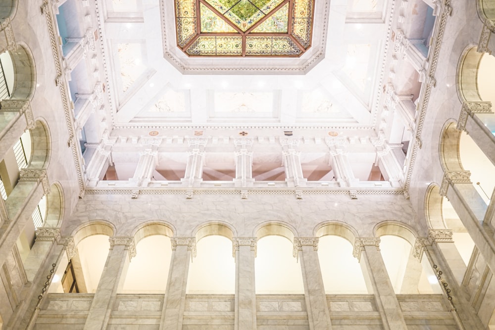 white and green floral ceiling