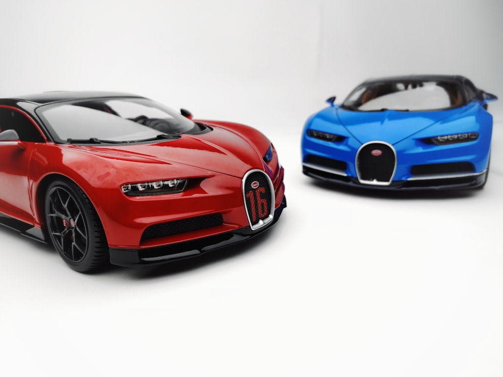 red and blue Bugatti Chiron