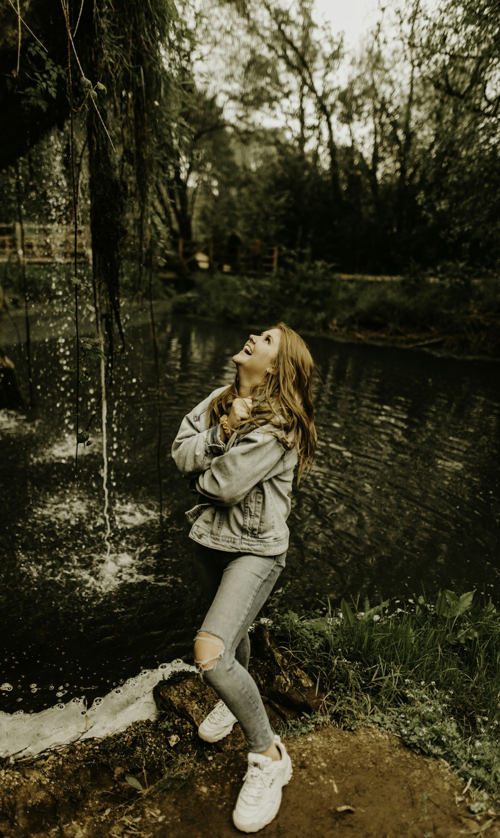 woman looking up