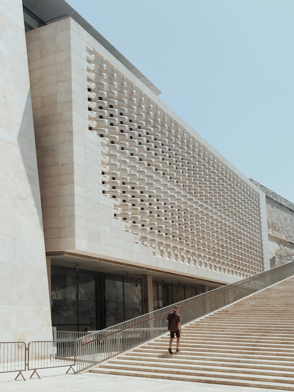 man walking up the stairs