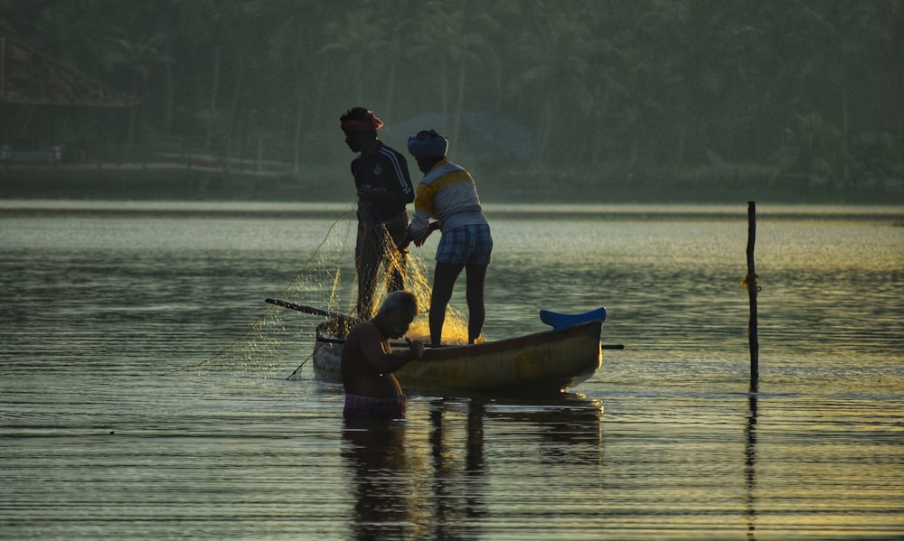 couple on boat in lake