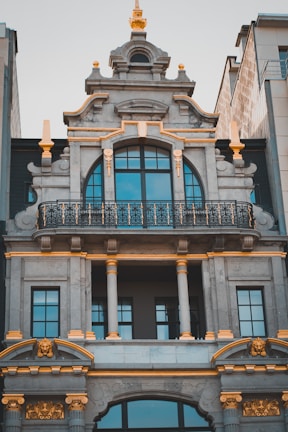 Exterior building facade featuring elegant decorative elements.