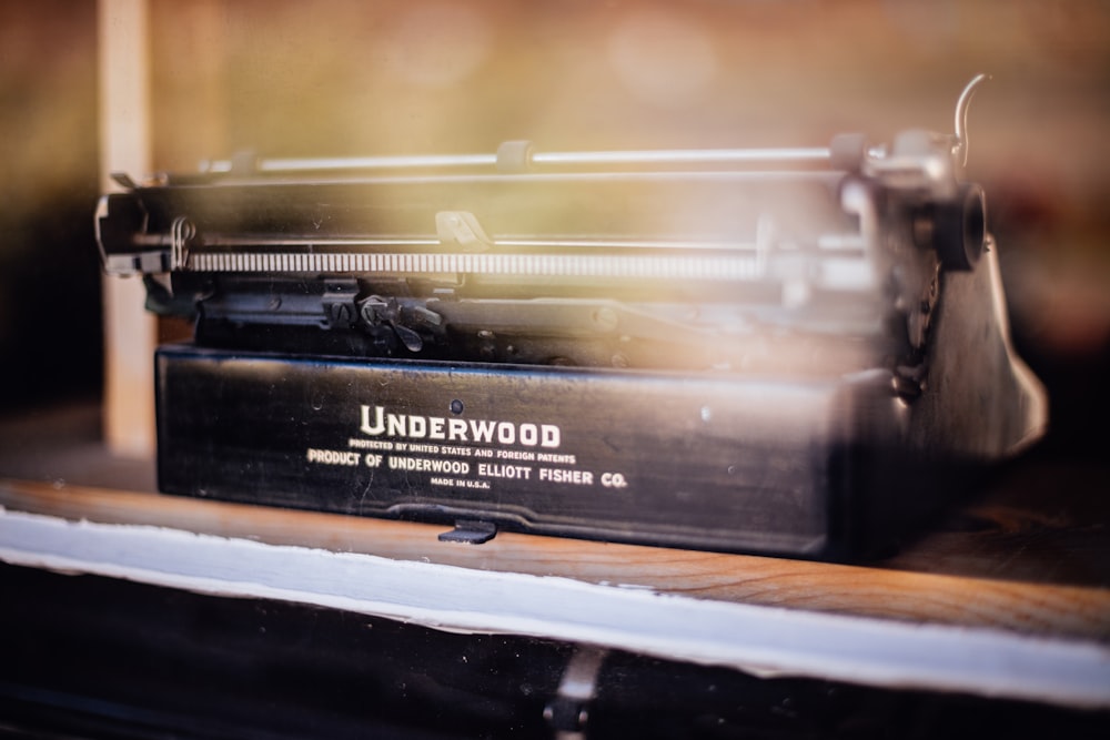 black Underwood typewriter