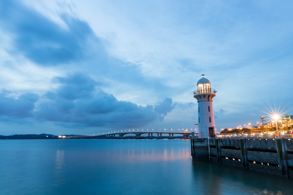 lighthouse during nighttime