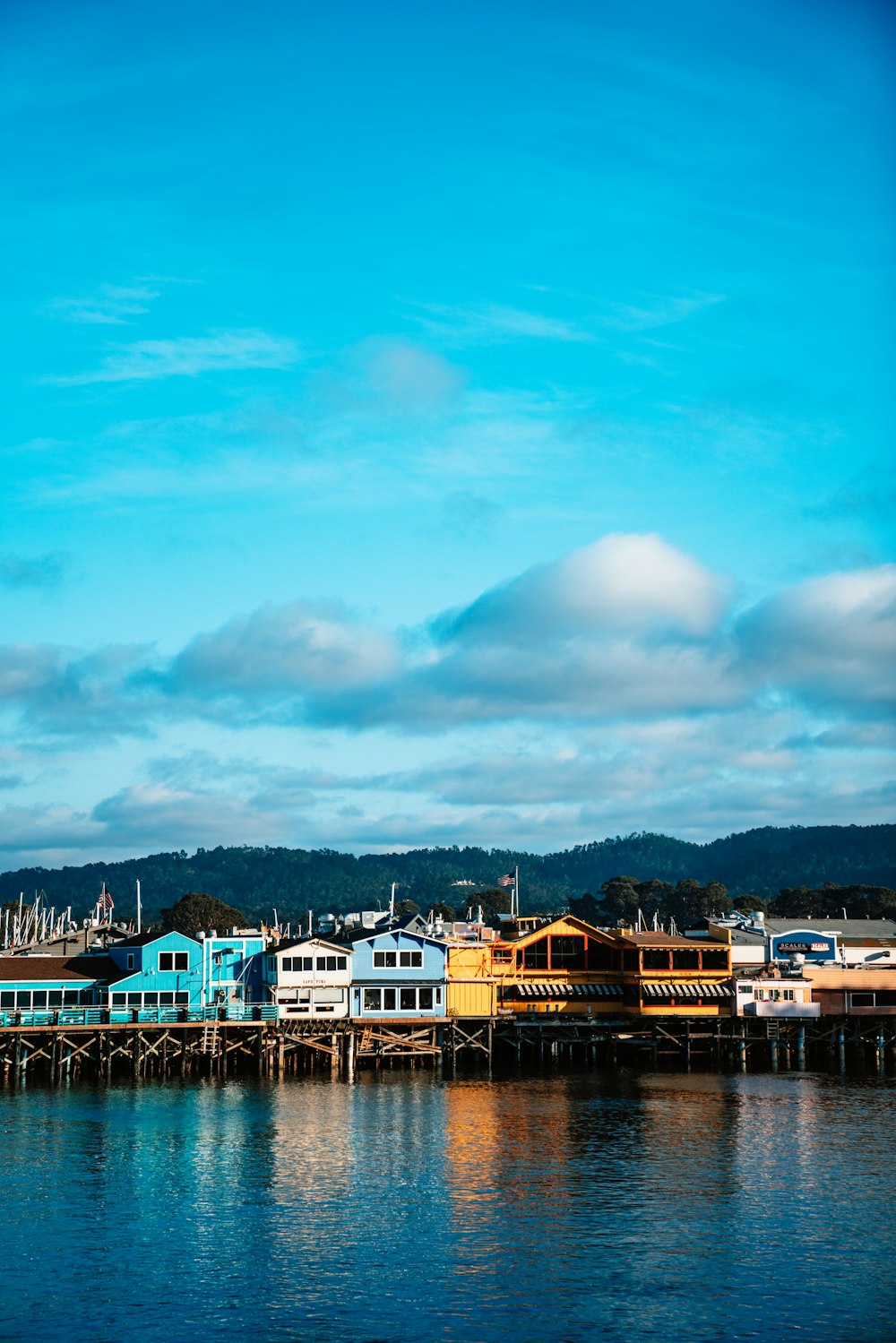 lined assorted-colored wooden houses during daytime