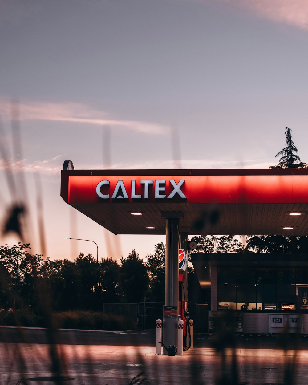 red Caltex gasoline station