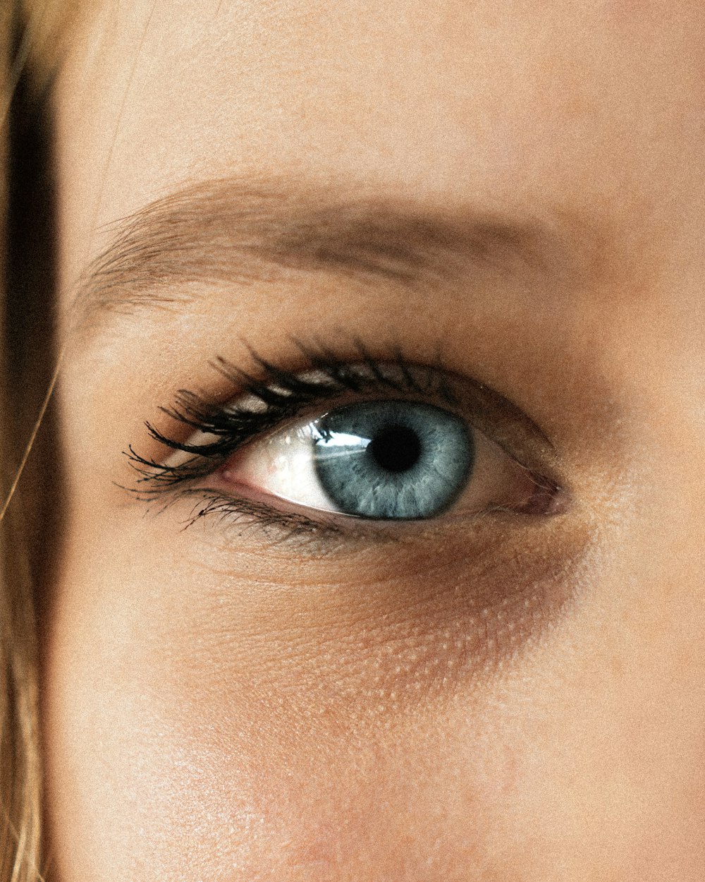 person showing blue eye