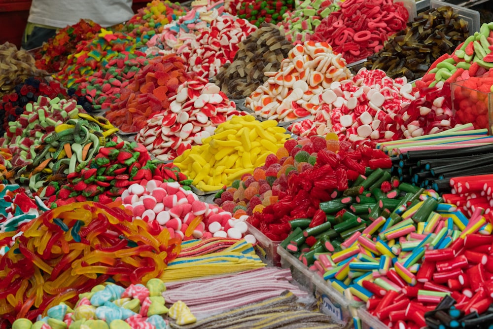 assorted-colored candies