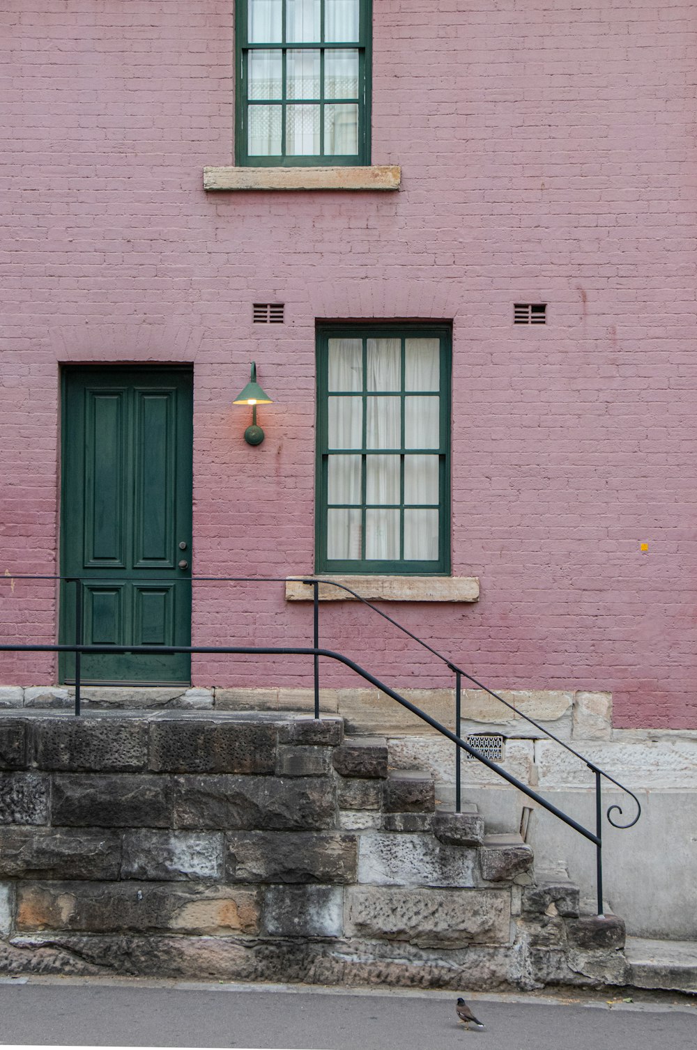 closed green door