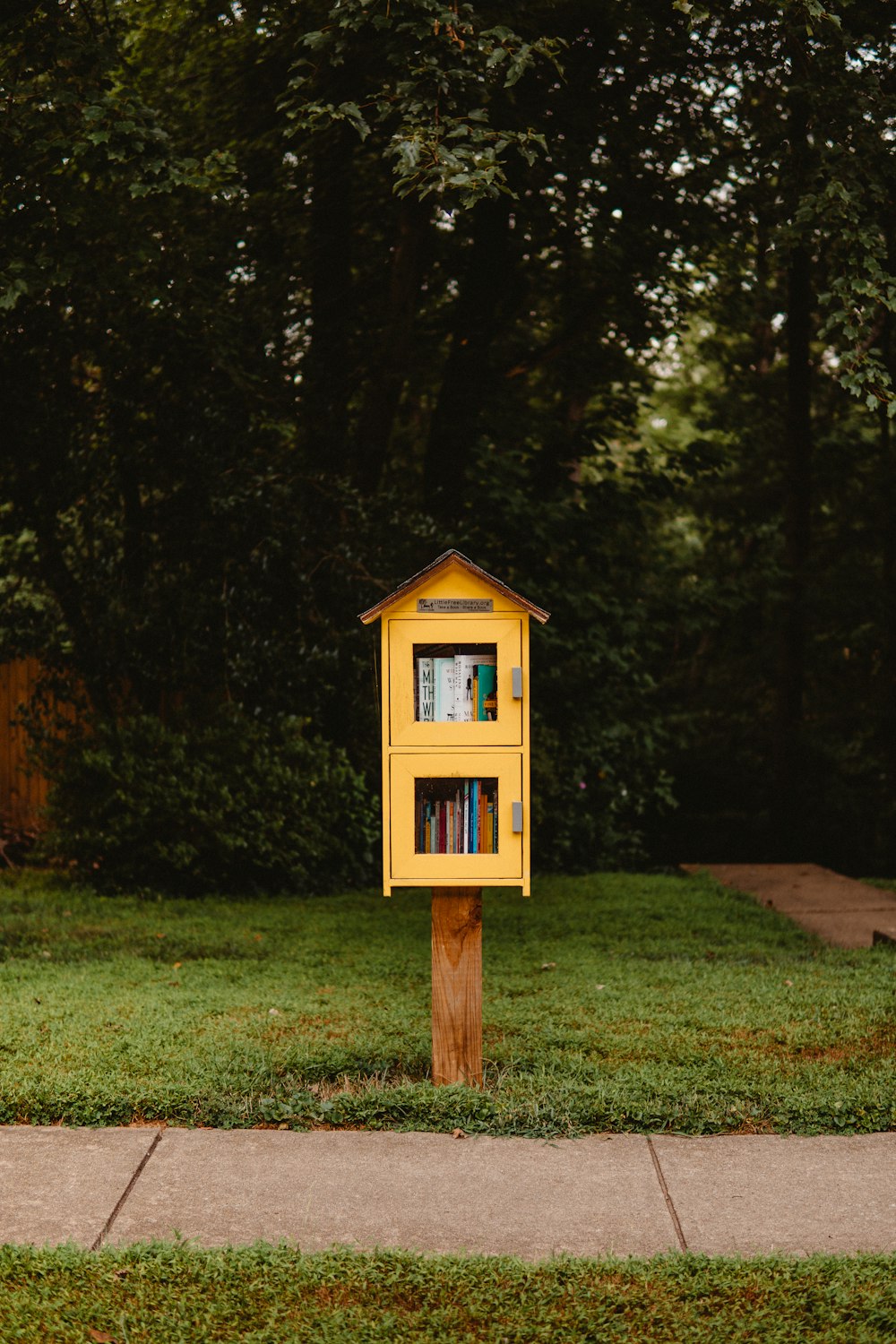 brown wooden mail box beside trees