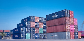 architectural photography of cargo containers stack