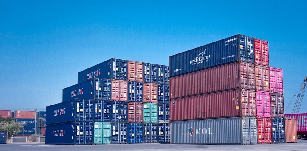architectural photography of cargo containers stack