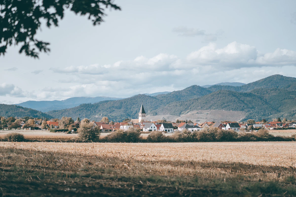 Landscape of a historic French town like Saint-Junien