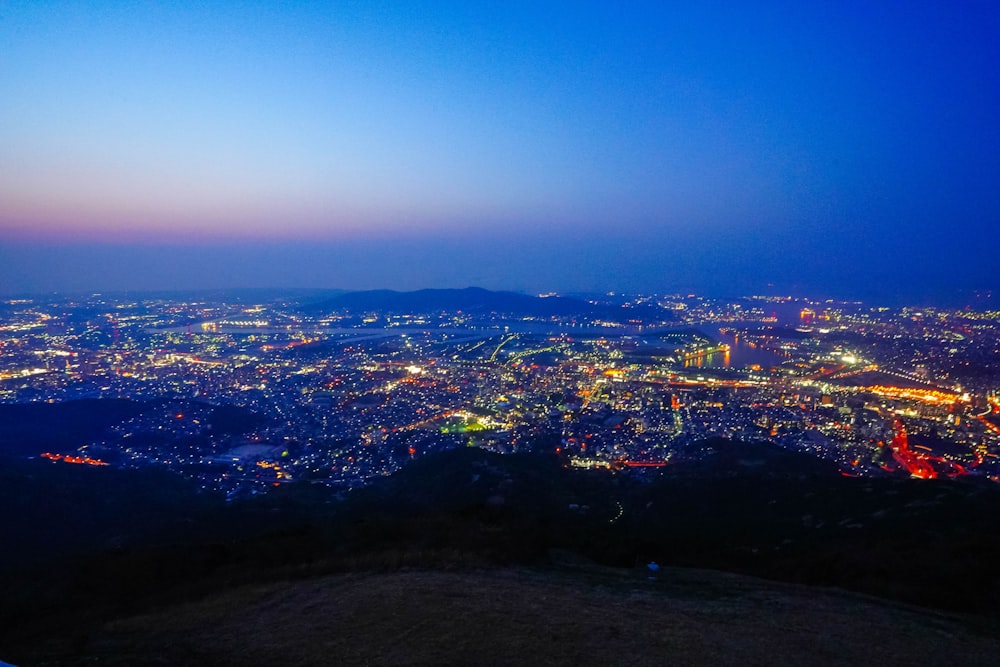 aerial photography of city at night