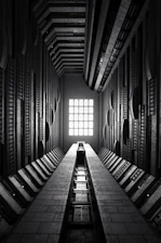 greyscale photography of building