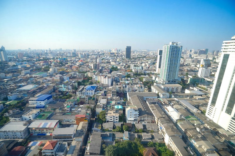 Aerial view of Bangkok city skyline Thailand