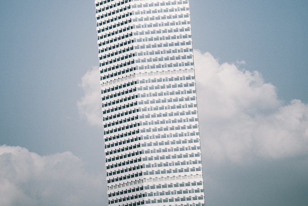 architectural photography of black and white building