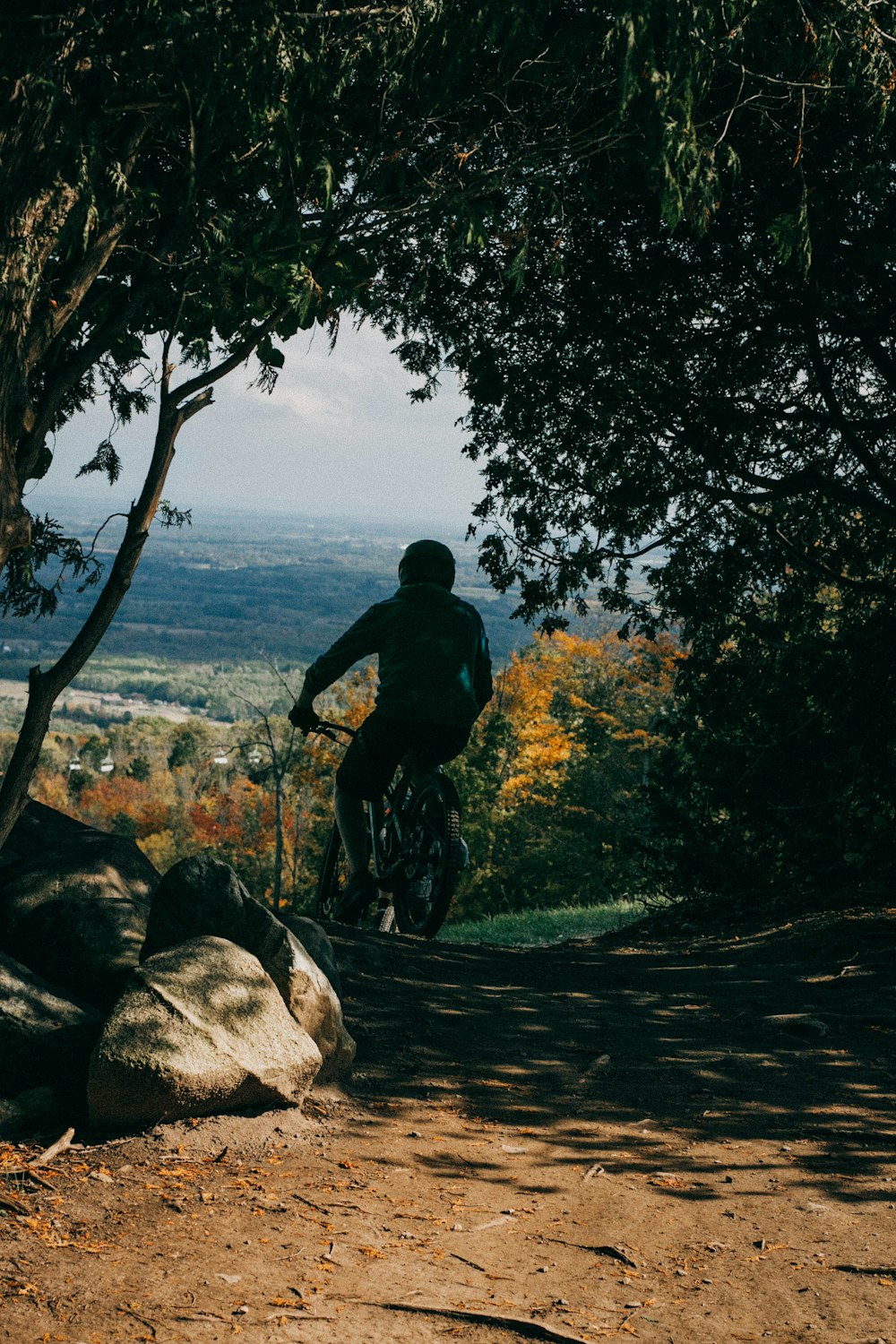 man riding bike