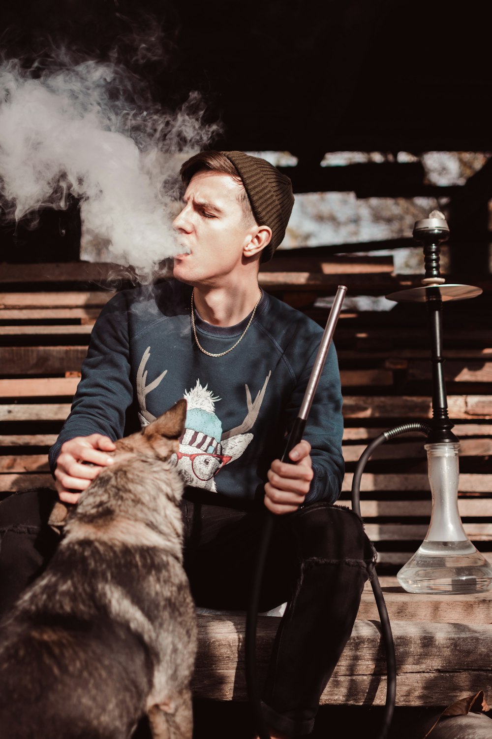 man smoking photograph