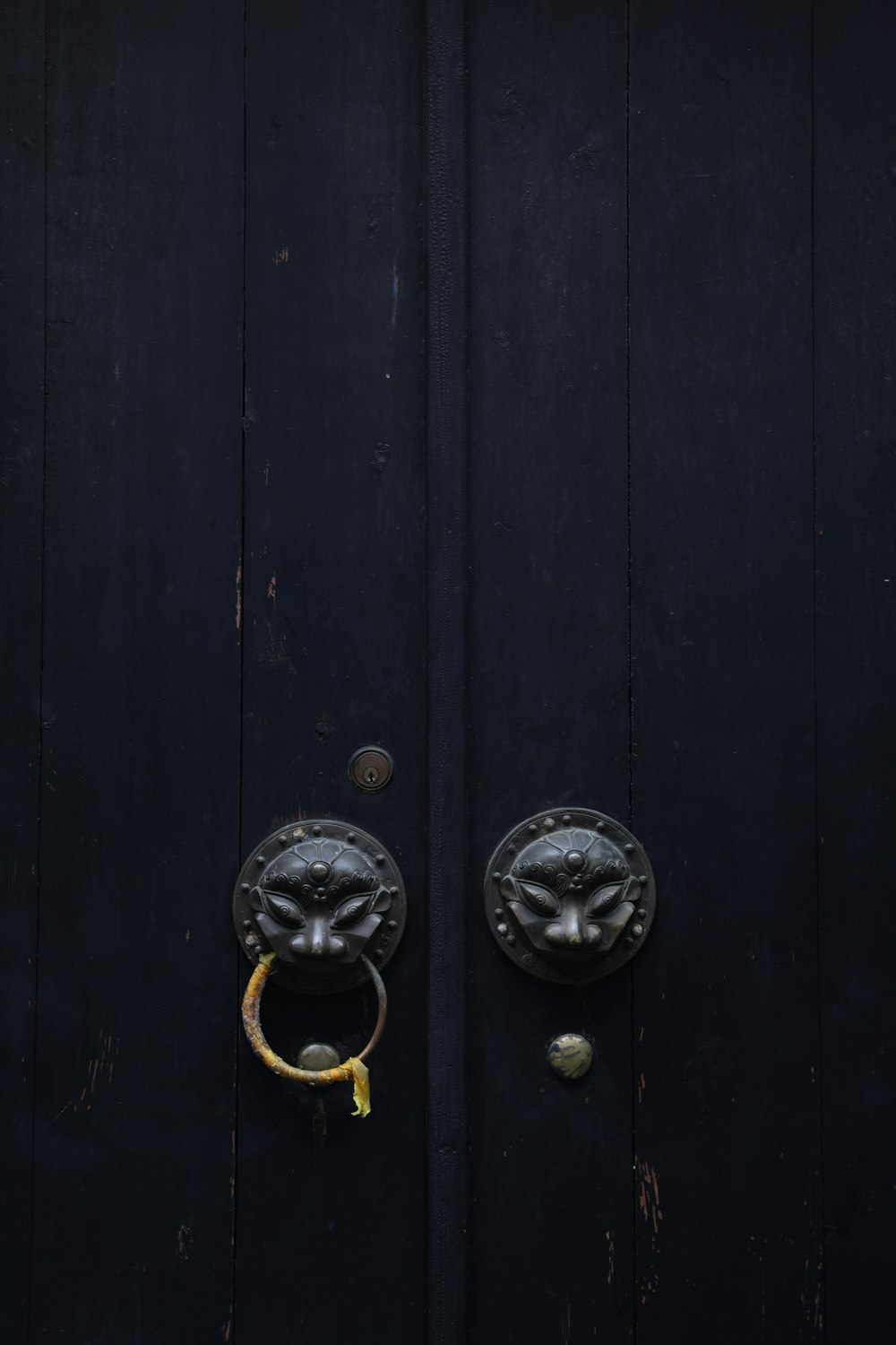 black wooden door