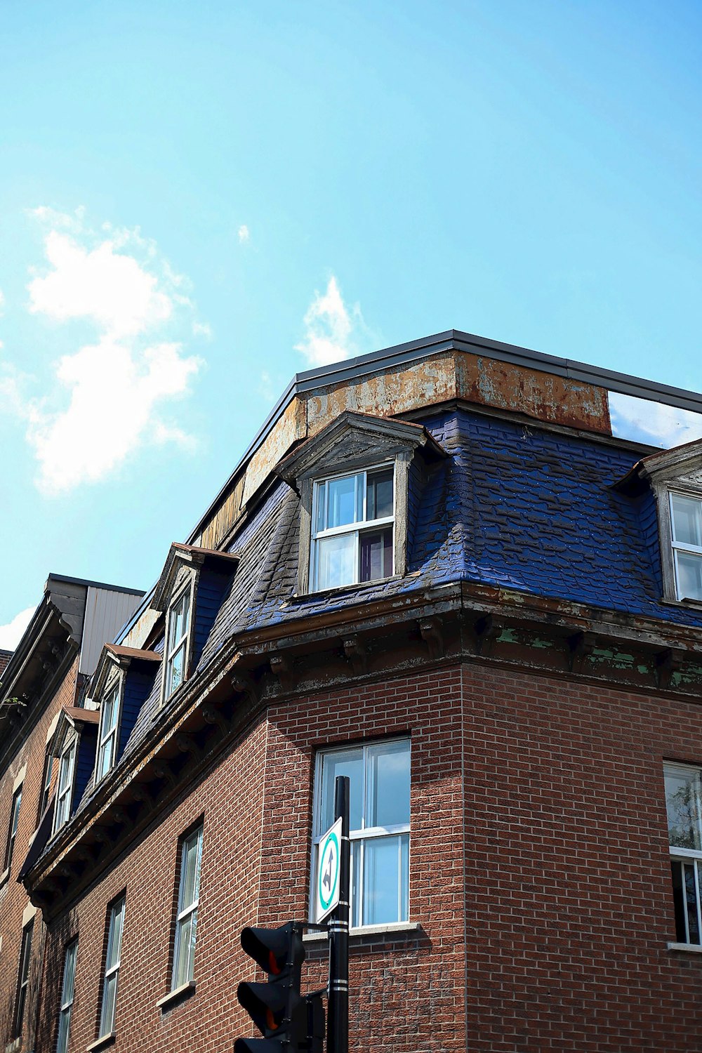 brown and blue concrete building