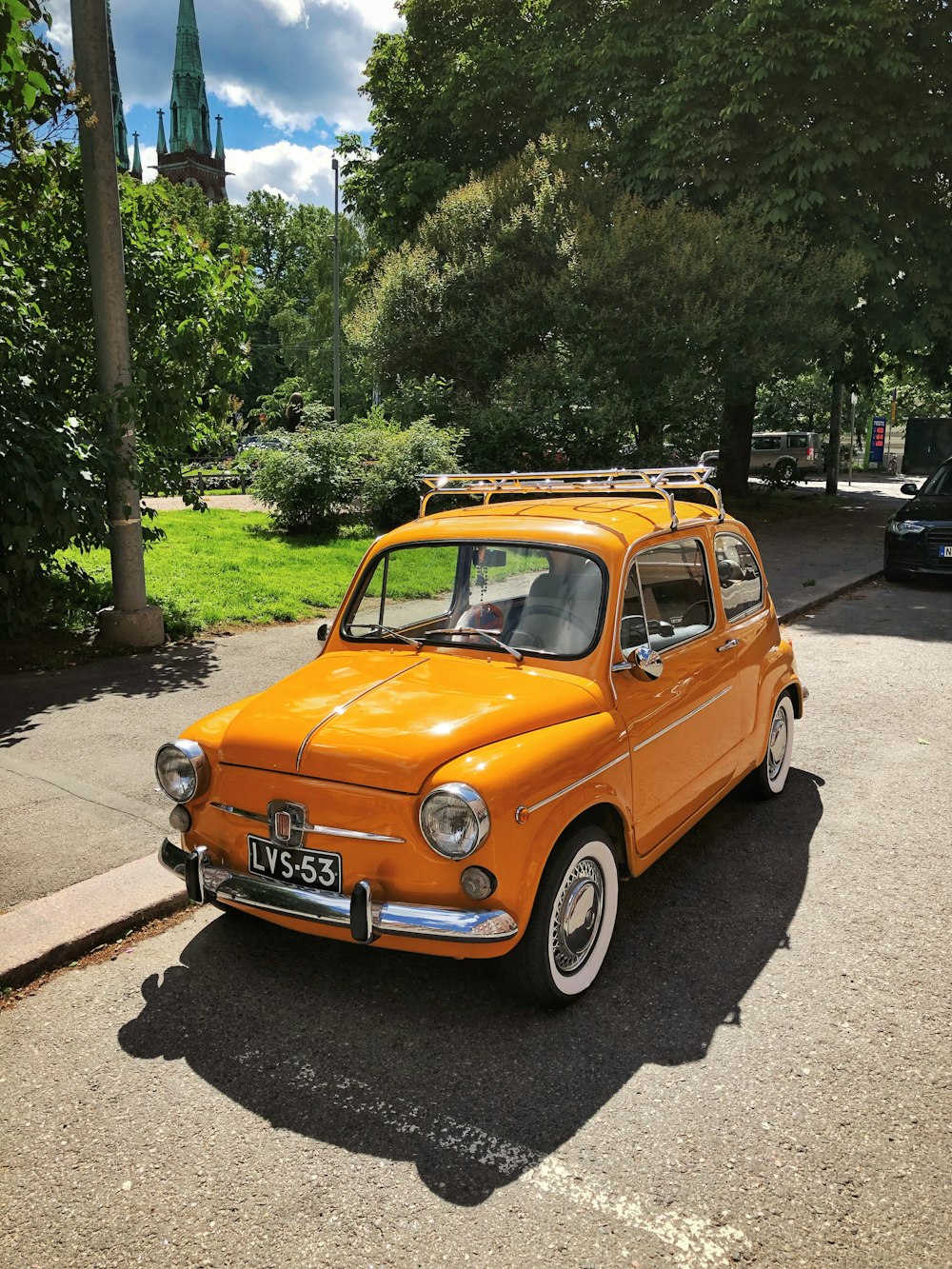 yellow hatchback