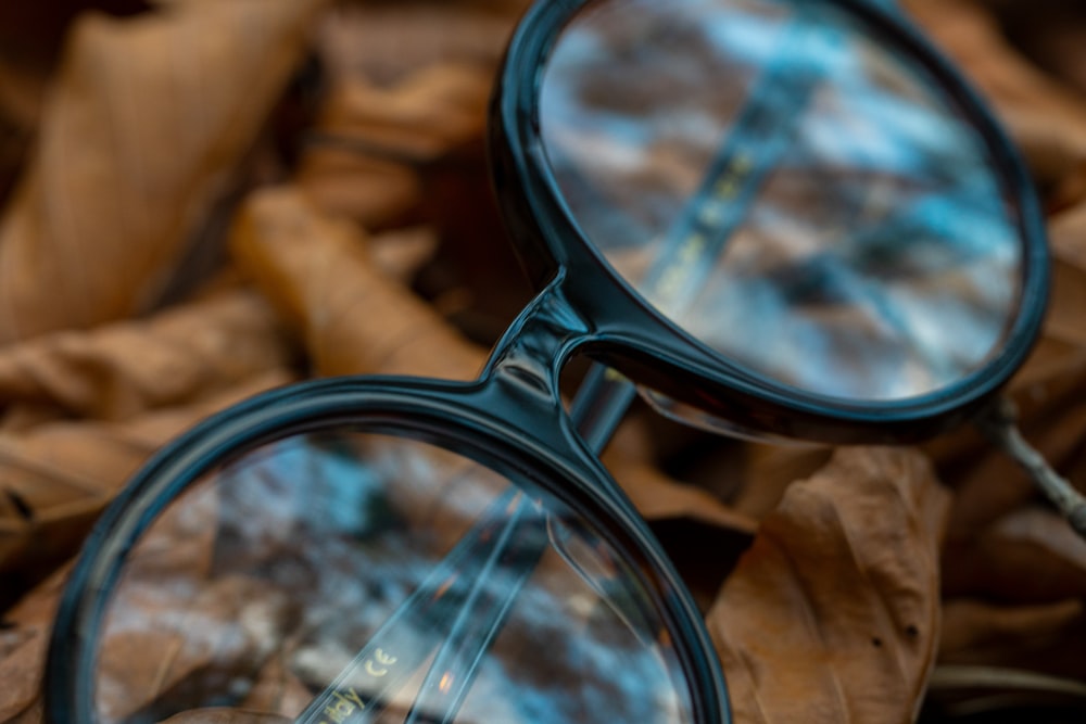 black framed eyeglasses