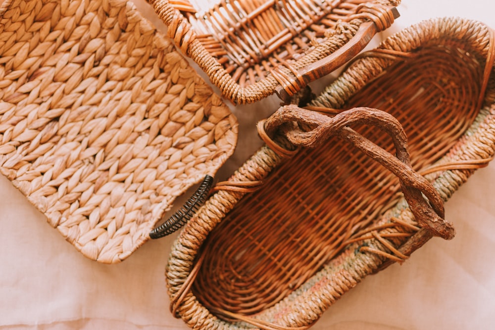 brown wicker baskets