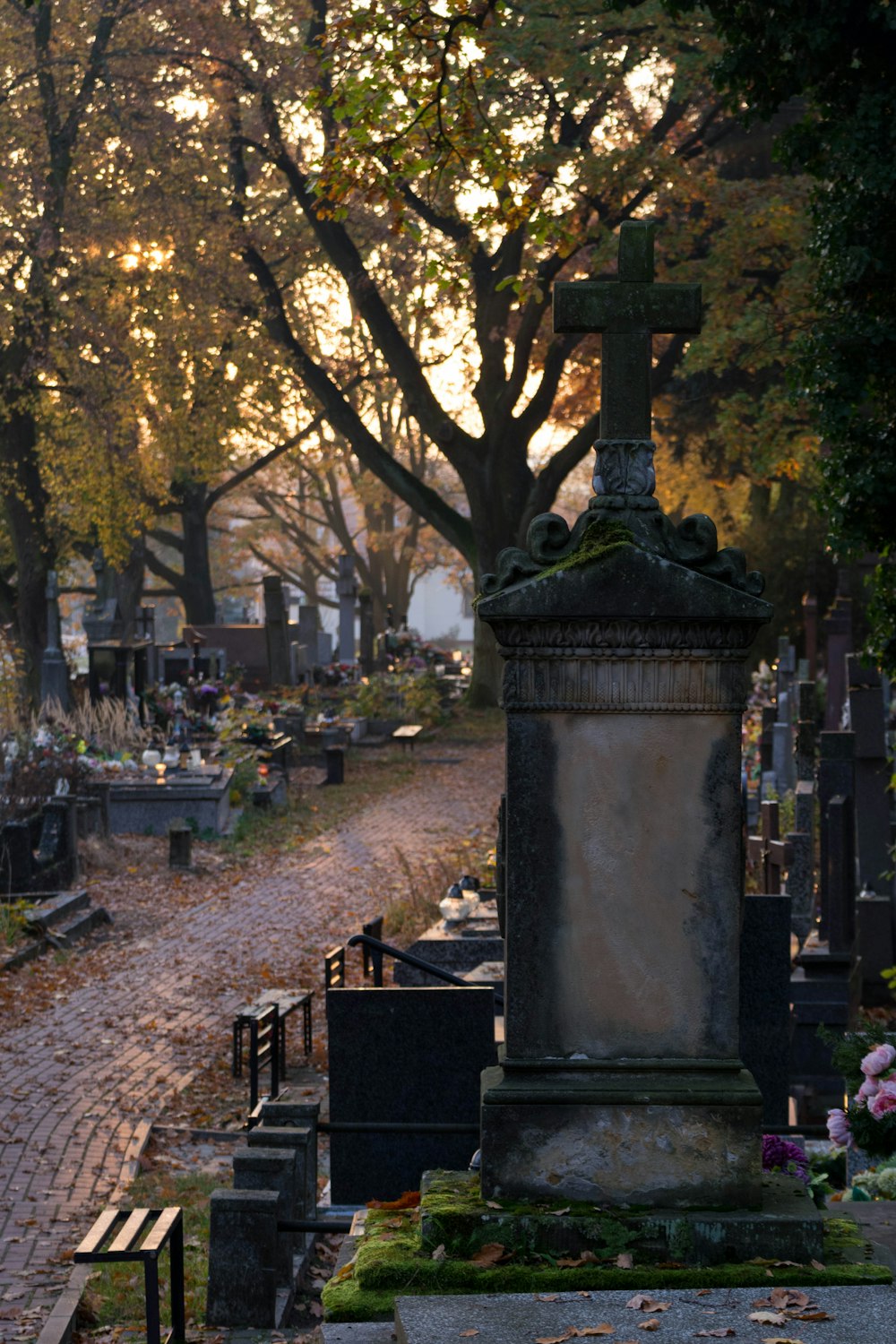 bricked pathway of cemetery