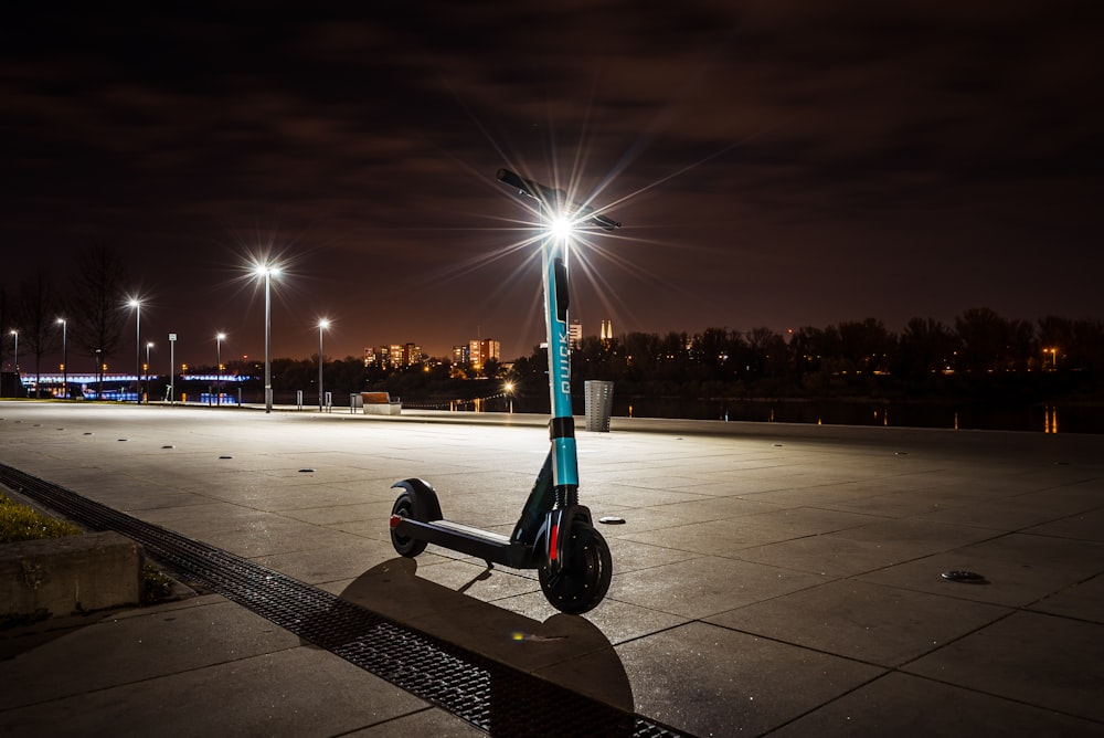 blue and black kick scooter