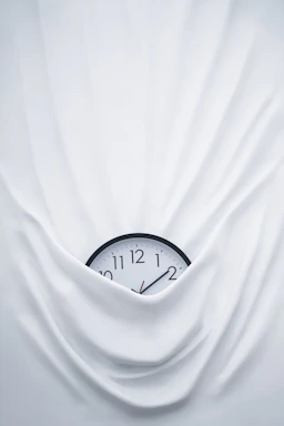 round black clock on linen